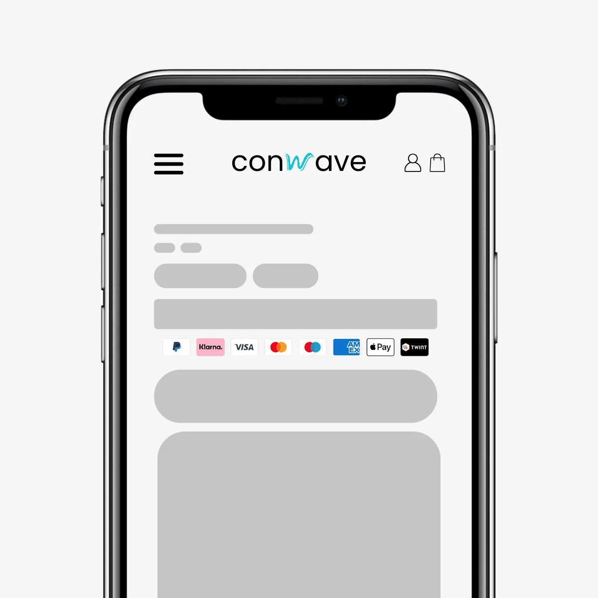 Vertrauenswürdige Zahlungsarten Icons im Shopify Store – Klarna, PayPal, VISA, Mastercard, Apple Pay und mehr für mehr Conversion